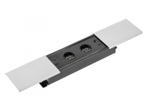 Rejtett dugalj 2x230, USB A+C, HDMI, RJ45 kábel 1,5m alumínium