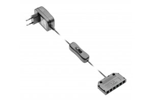 Tápegység, DC12V, 12 W kapcsolóval és elosztóval 6 x mini AMP