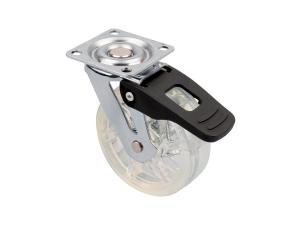 StrongCastors Kerék TOP, 75 mm, átlátszó, fékkel